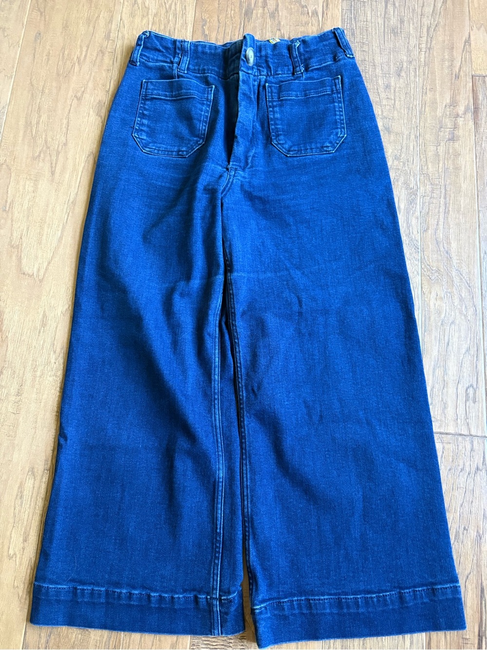 Maeve Colette Wide-Leg High-Rise Jeans in Deep Blue